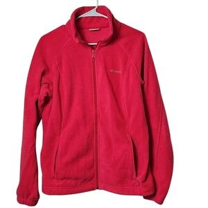 Columbia Pink Fleece Full Zip Large Womens Long Sleeve